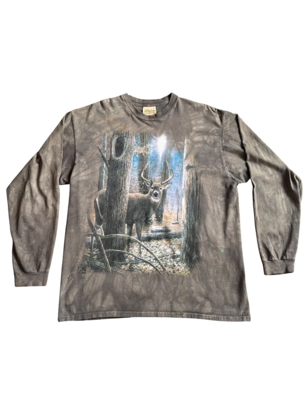 Vintage 90s The Mountain Long Sleeve Deer T-Shirt / "Woodland Sentry Buck" 1998